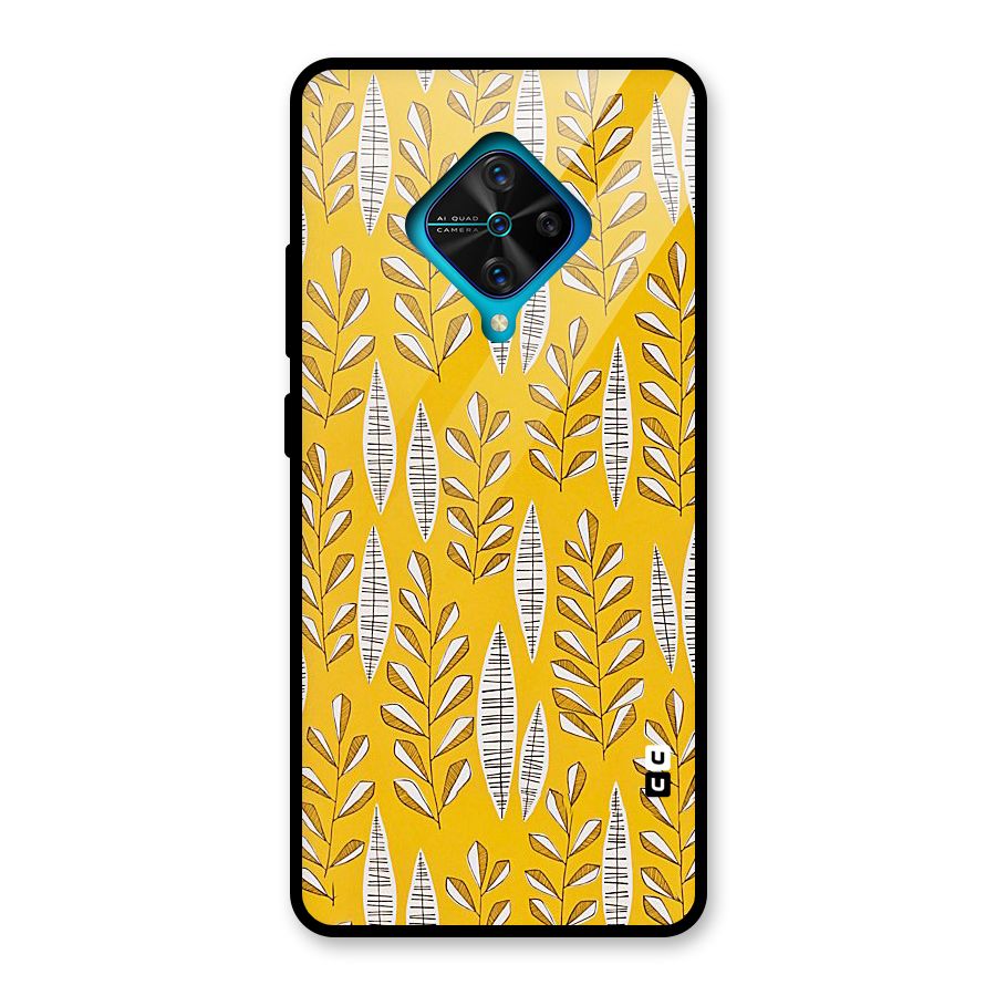 Yellow Leaf Pattern Glass Back Case for Vivo S1 Pro