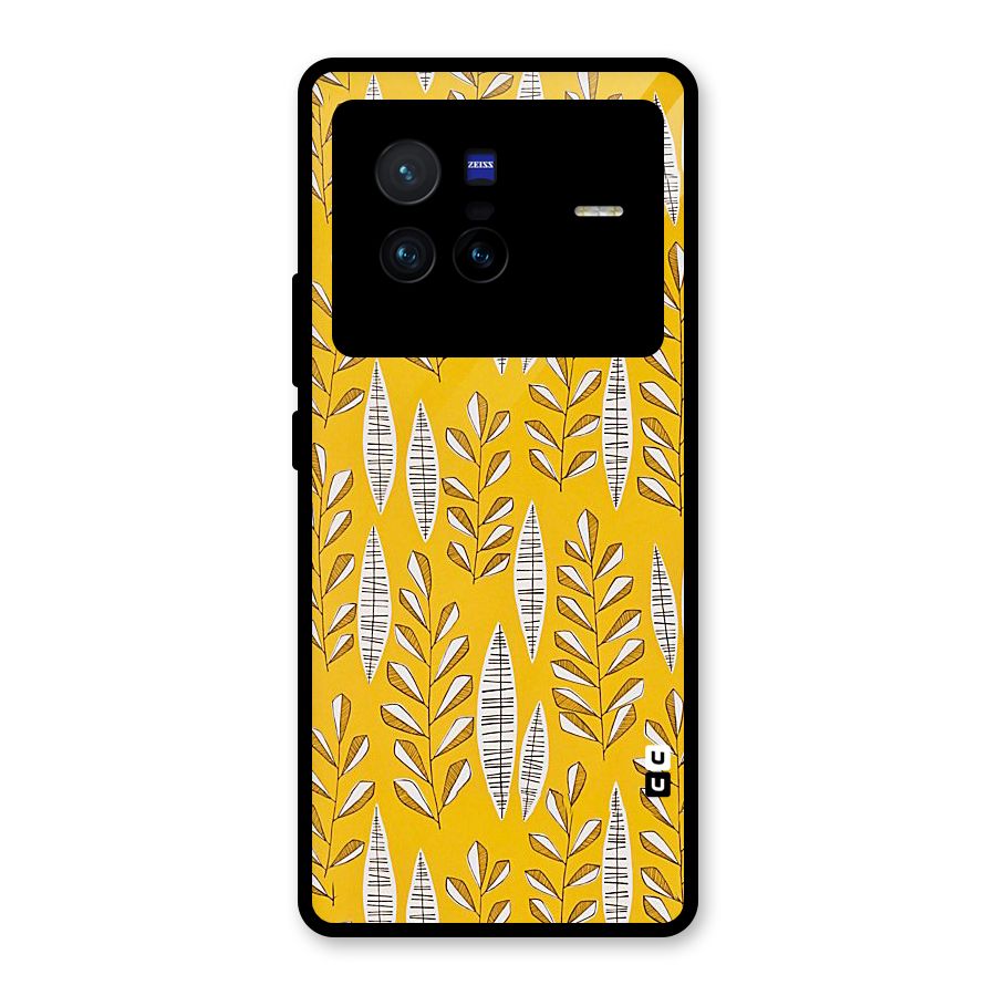 Yellow Leaf Pattern Glass Back Case for Vivo X80