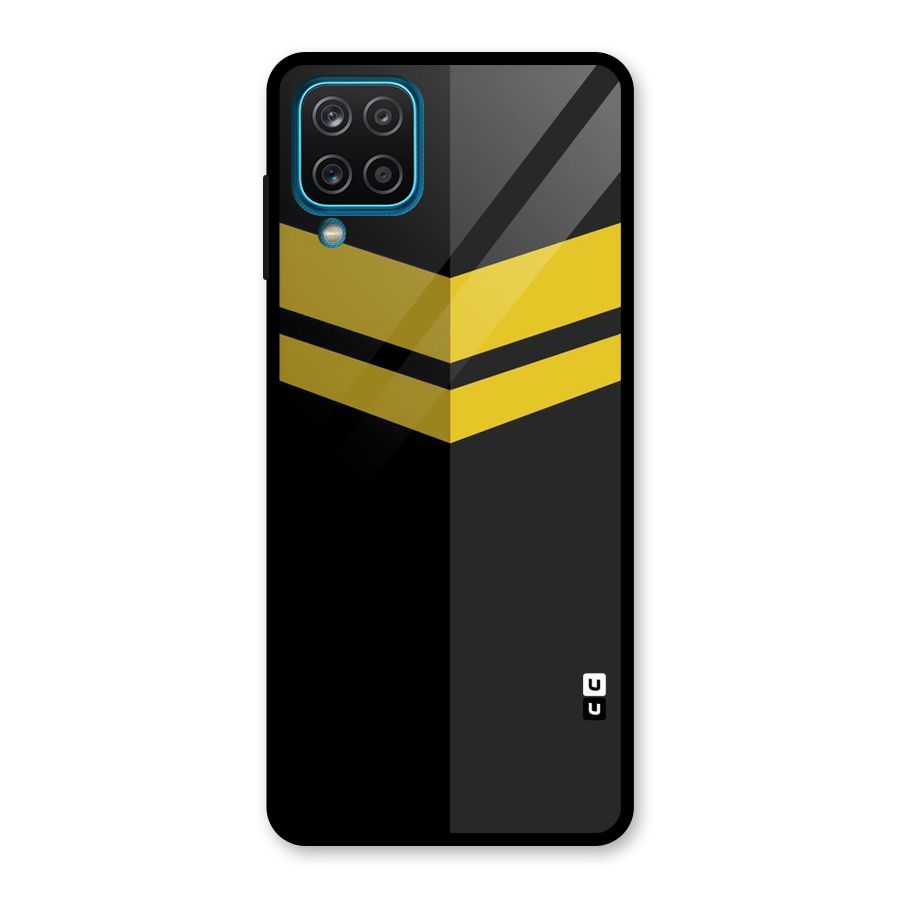 Yellow Lines Glass Back Case for Galaxy A12