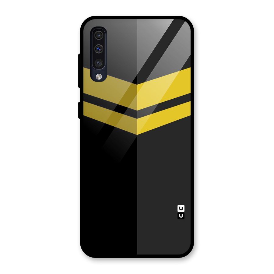 Yellow Lines Glass Back Case for Galaxy A50