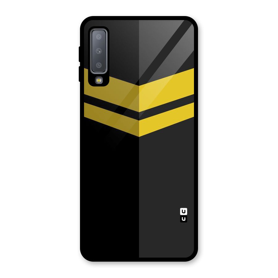 Yellow Lines Glass Back Case for Galaxy A7 (2018)