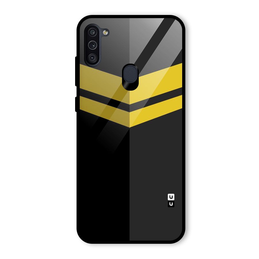 Yellow Lines Glass Back Case for Galaxy M11