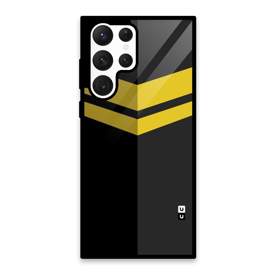 Yellow Lines Glass Back Case for Galaxy S22 Ultra 5G