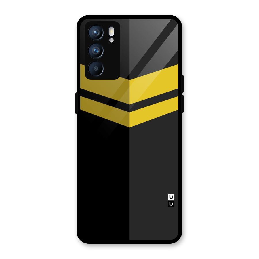 Yellow Lines Glass Back Case for Oppo Reno6 5G