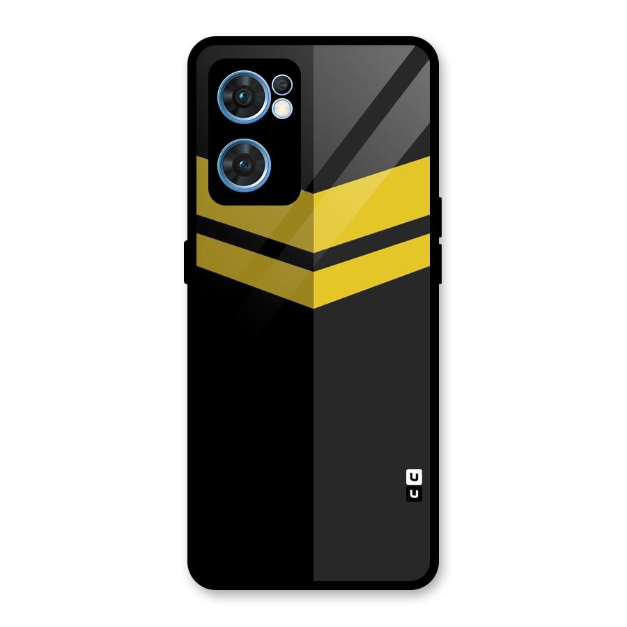 Yellow Lines Glass Back Case for Oppo Reno7 5G