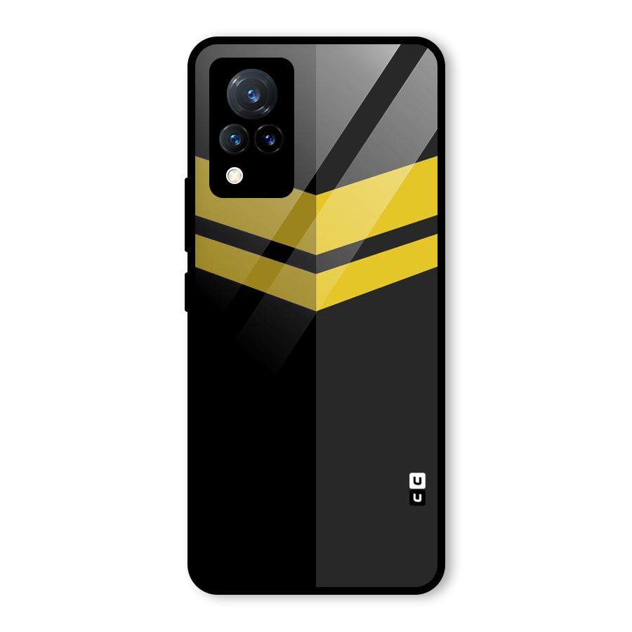 Yellow Lines Glass Back Case for Vivo V21 5G