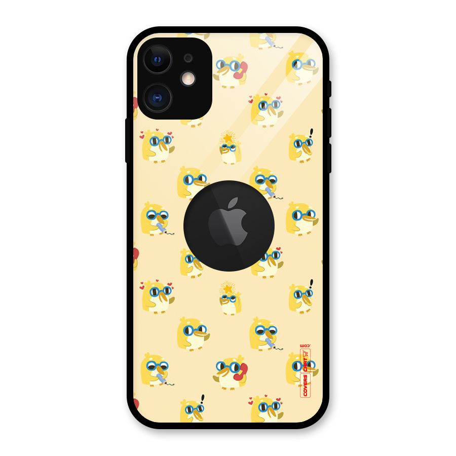Yellow Parrot Glass Back Case for iPhone 11 Logo Cut