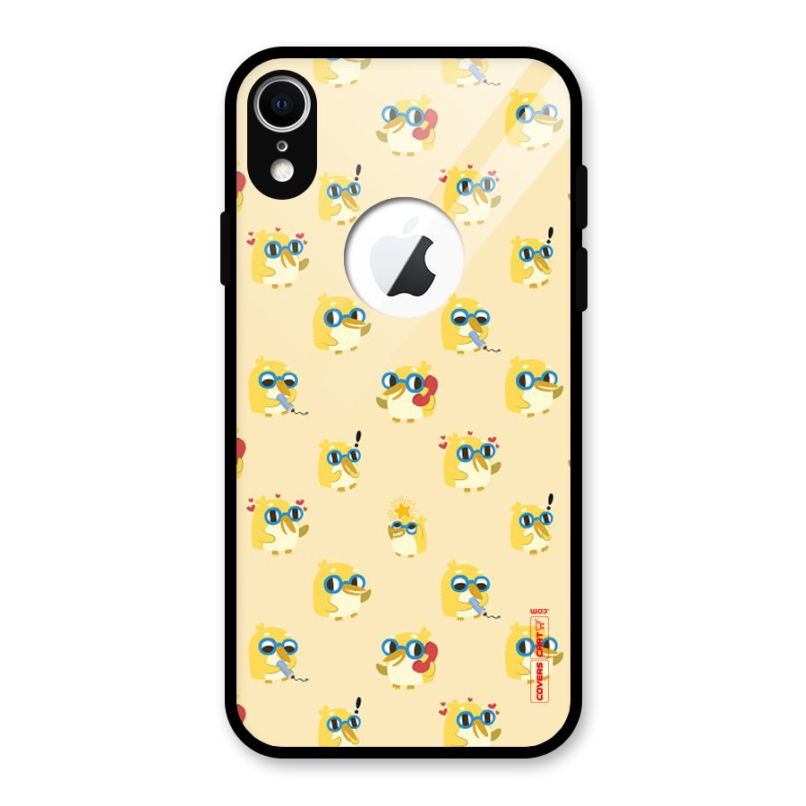 Yellow Parrot Glass Back Case for iPhone XR Logo Cut