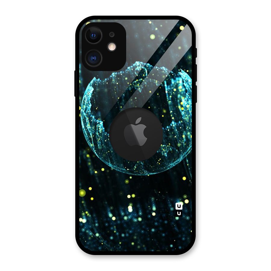 Yellow Rain Glass Back Case for iPhone 11 Logo Cut