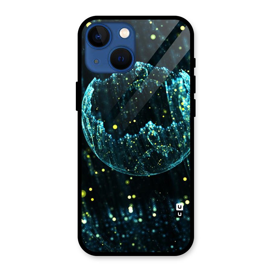 Yellow Rain Glass Back Case for iPhone 13 Mini