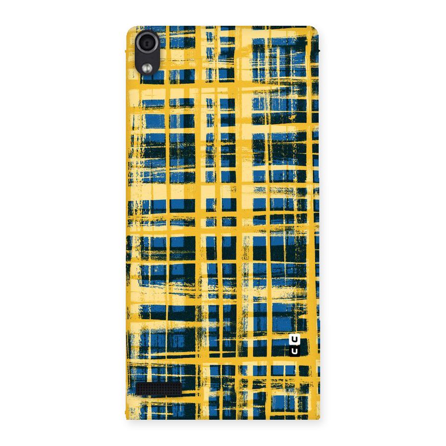 Yellow Rugged Check Design Back Case for Ascend P6