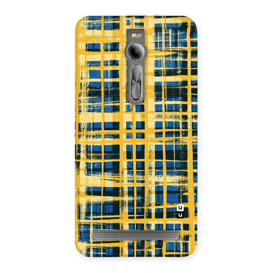 Yellow Rugged Check Design Back Case for Asus Zenfone 2