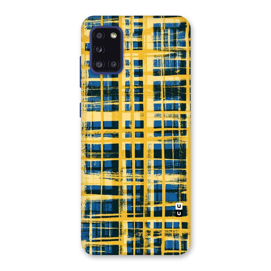 Yellow Rugged Check Design Back Case for Galaxy A31