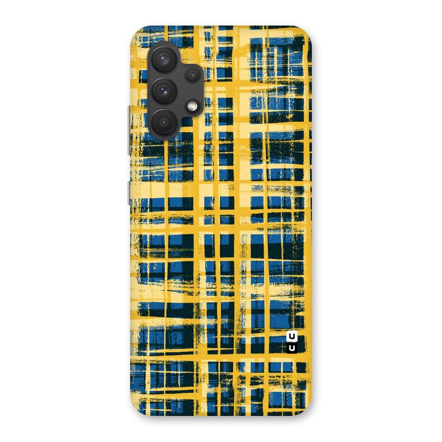 Yellow Rugged Check Design Back Case for Galaxy A32