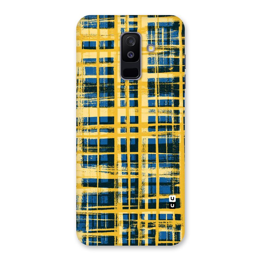 Yellow Rugged Check Design Back Case for Galaxy A6 Plus