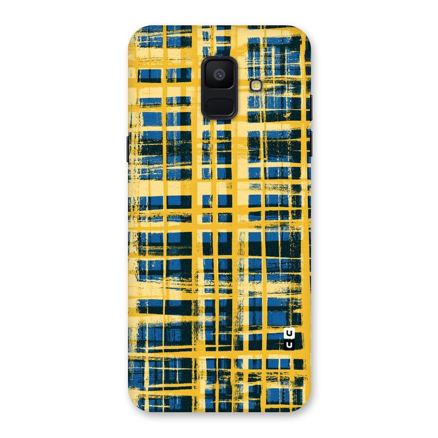Yellow Rugged Check Design Back Case for Galaxy A6 (2018)