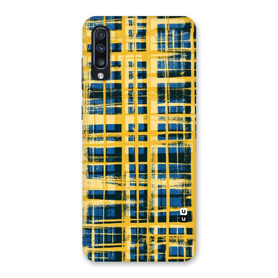 Yellow Rugged Check Design Back Case for Galaxy A70