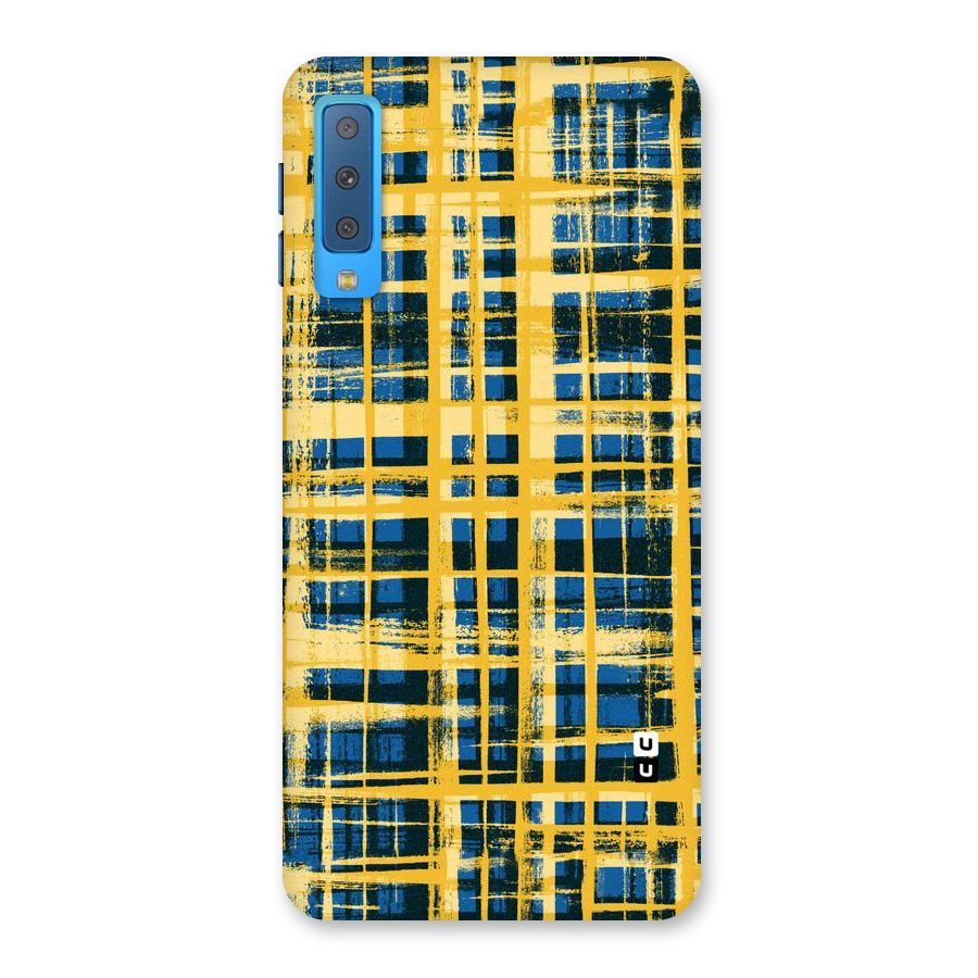 Yellow Rugged Check Design Back Case for Galaxy A7 (2018)