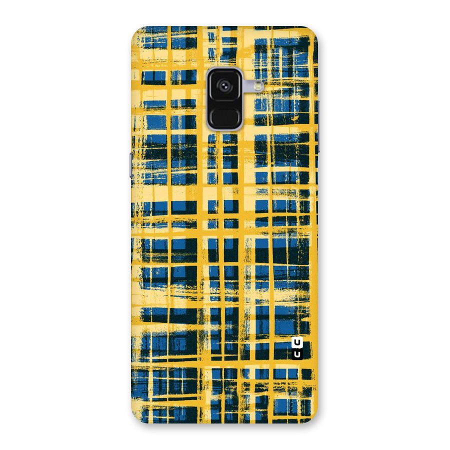 Yellow Rugged Check Design Back Case for Galaxy A8 Plus