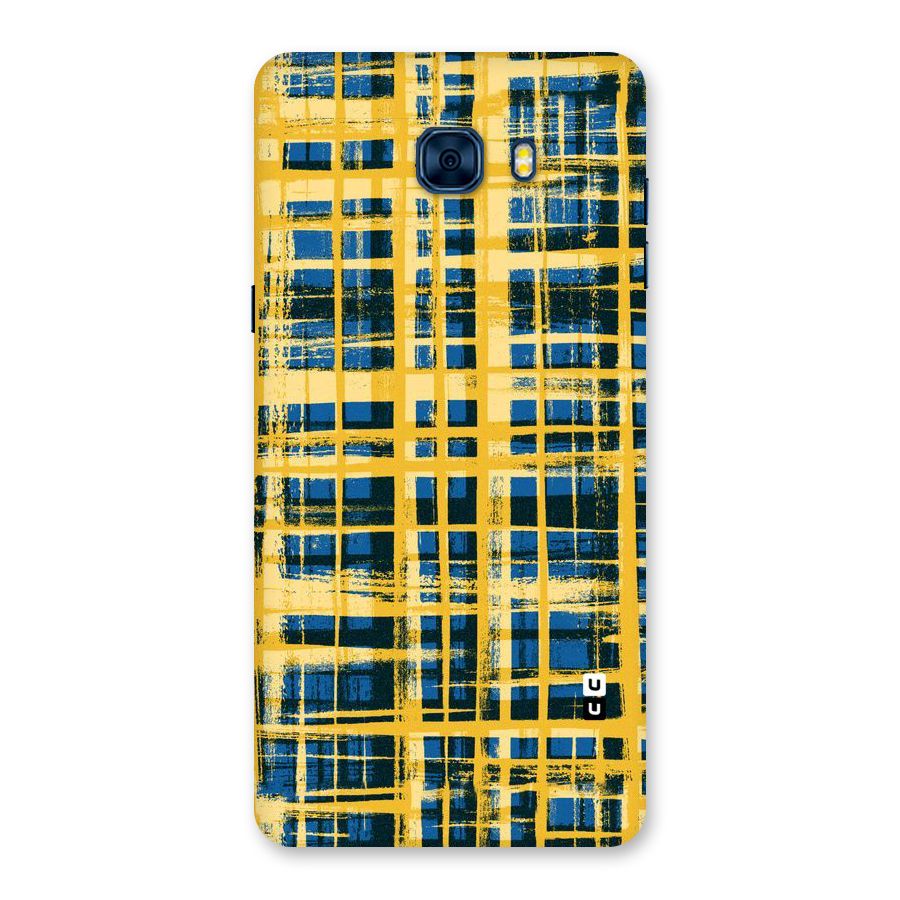 Yellow Rugged Check Design Back Case for Galaxy C7 Pro