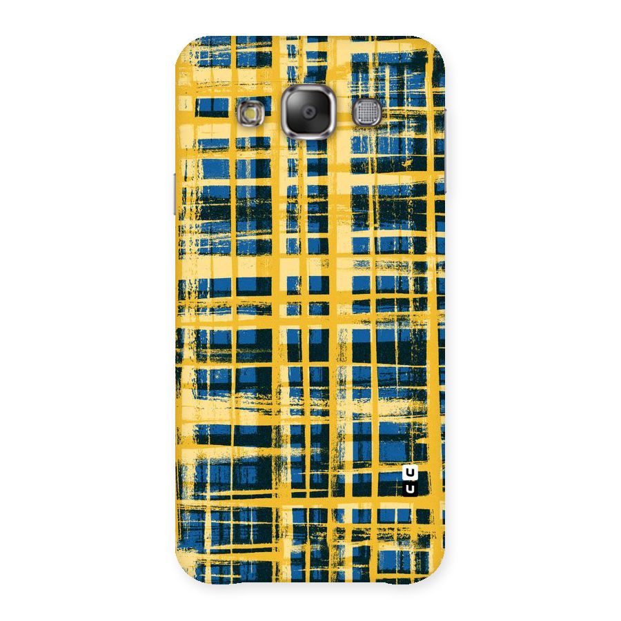 Yellow Rugged Check Design Back Case for Galaxy E7