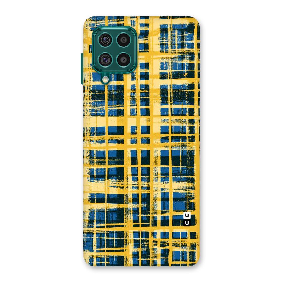 Yellow Rugged Check Design Back Case for Galaxy F62