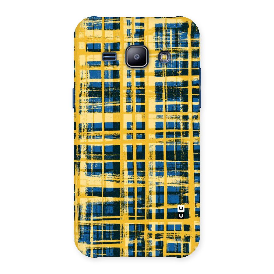 Yellow Rugged Check Design Back Case for Galaxy J1