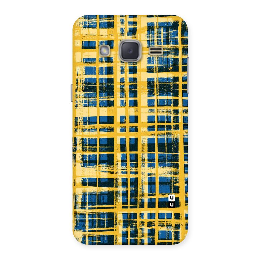 Yellow Rugged Check Design Back Case for Galaxy J2