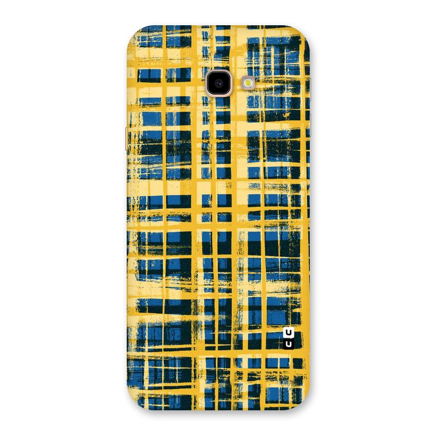 Yellow Rugged Check Design Back Case for Galaxy J4 Plus