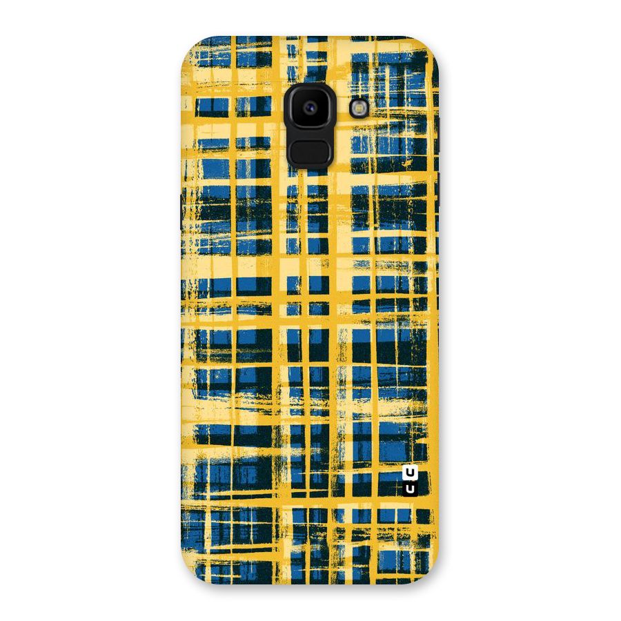 Yellow Rugged Check Design Back Case for Galaxy J6