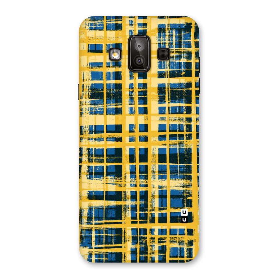 Yellow Rugged Check Design Back Case for Galaxy J7 Duo
