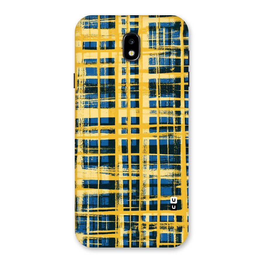 Yellow Rugged Check Design Back Case for Galaxy J7 Pro