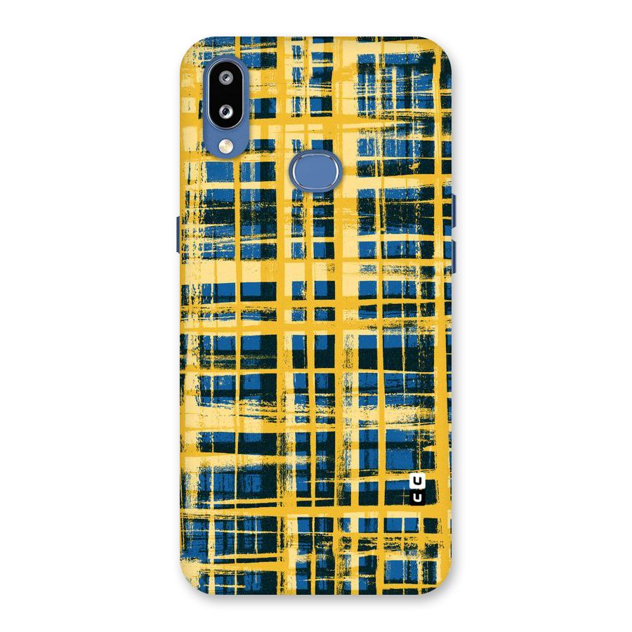 Yellow Rugged Check Design Back Case for Galaxy M01s