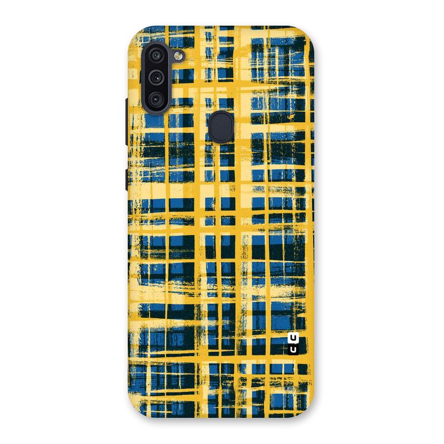 Yellow Rugged Check Design Back Case for Galaxy M11