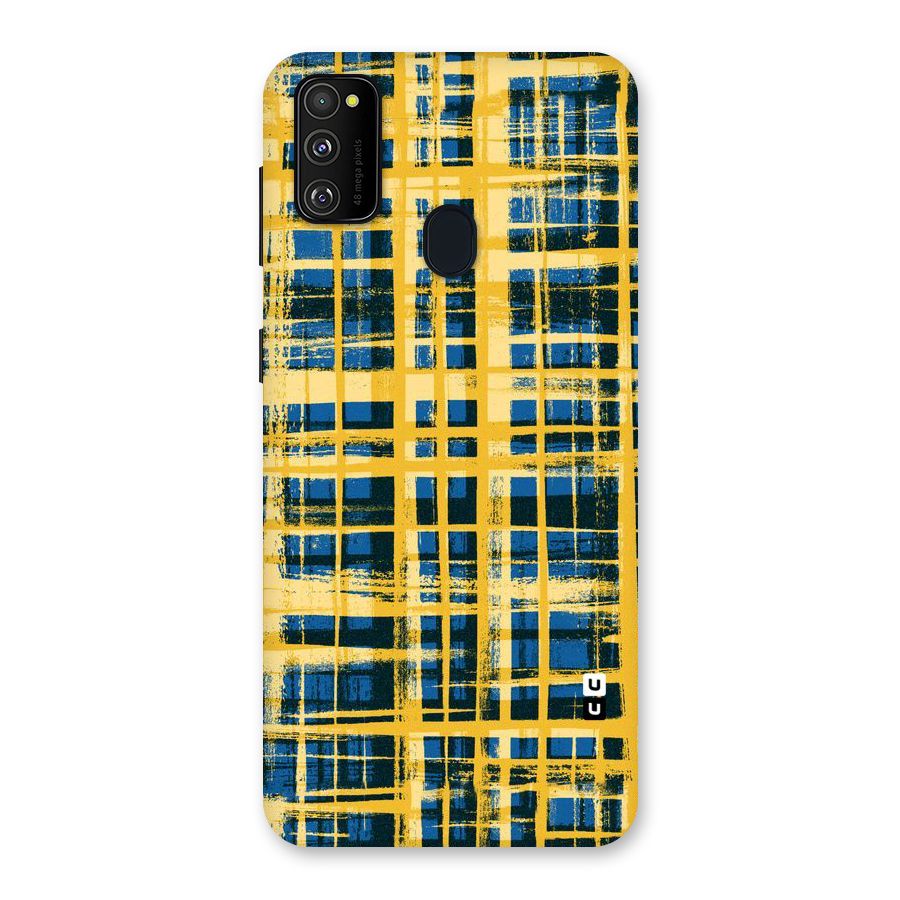 Yellow Rugged Check Design Back Case for Galaxy M30s