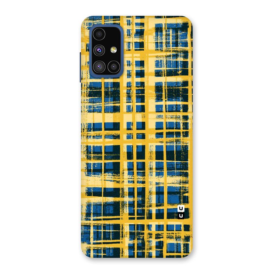 Yellow Rugged Check Design Back Case for Galaxy M51