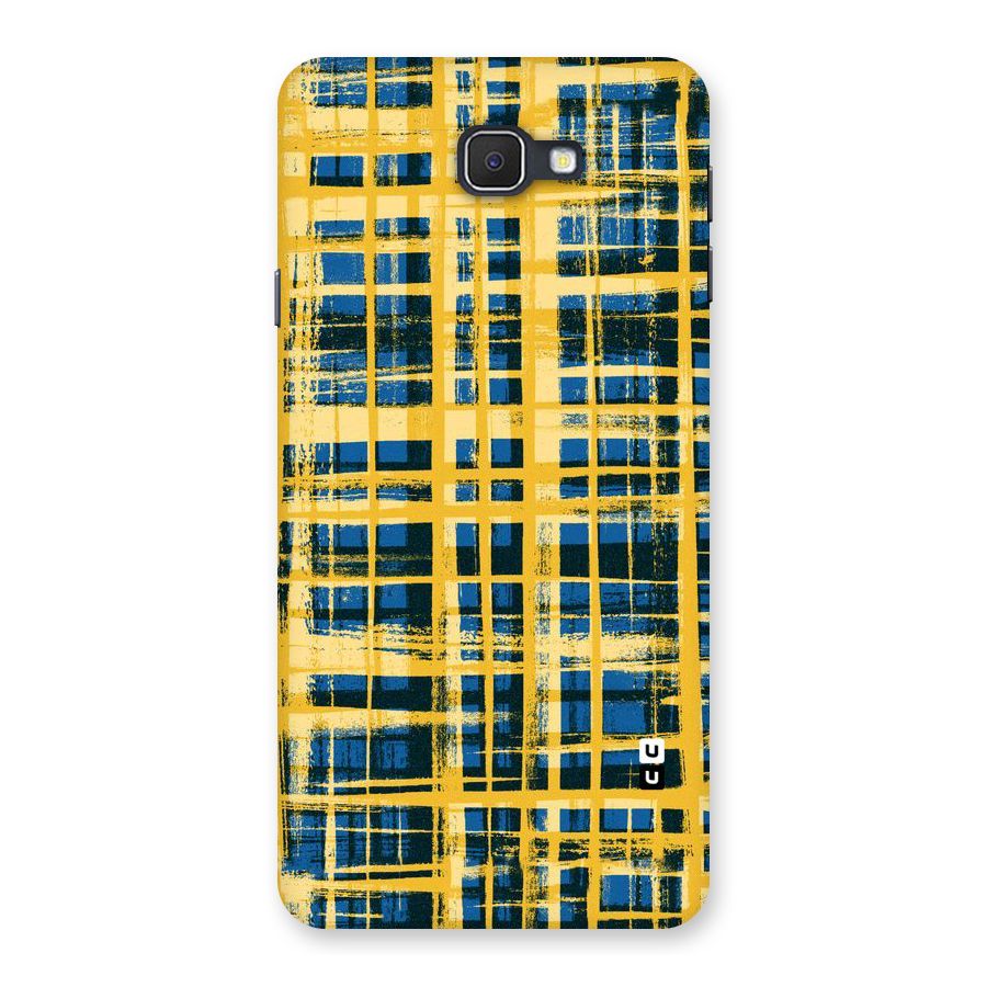 Yellow Rugged Check Design Back Case for Galaxy On7 2016