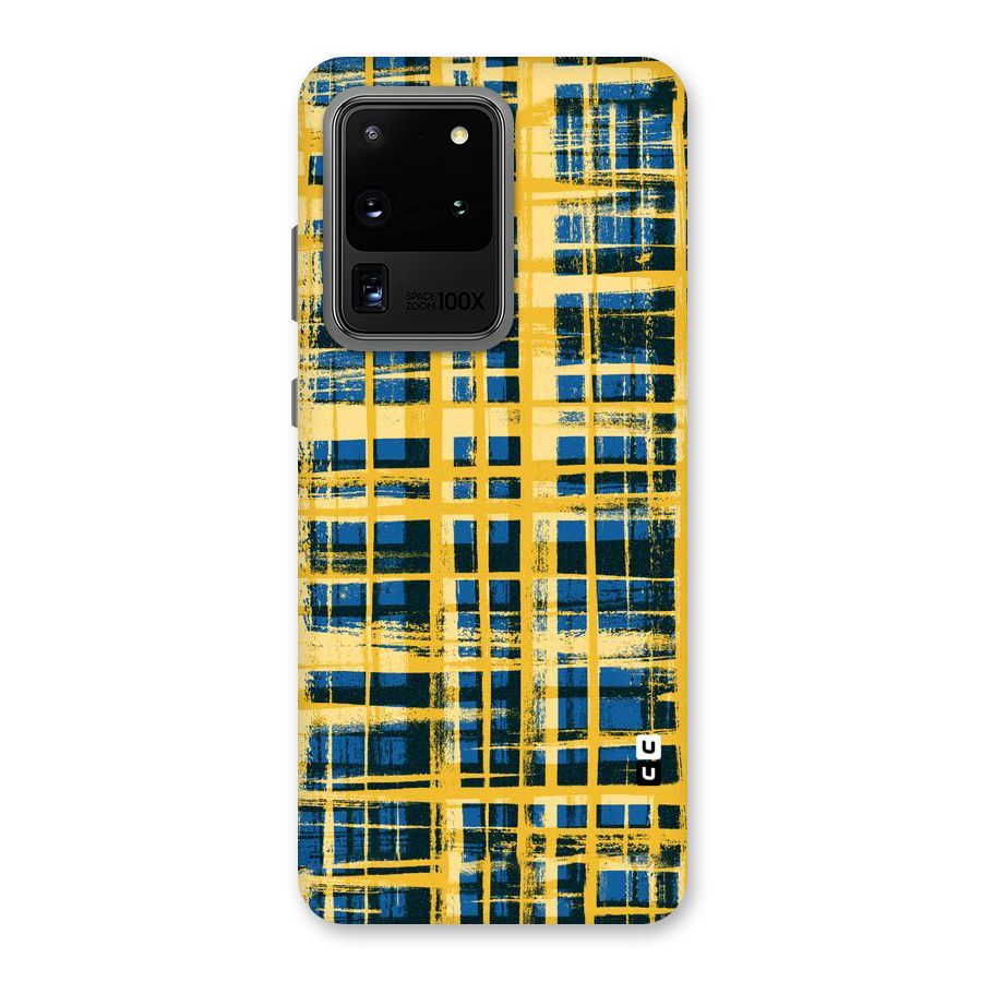 Yellow Rugged Check Design Back Case for Galaxy S20 Ultra