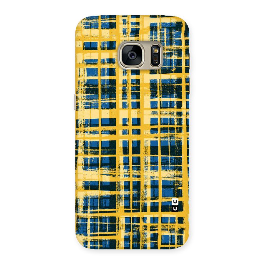 Yellow Rugged Check Design Back Case for Galaxy S7