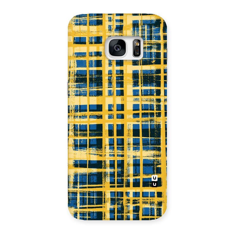 Yellow Rugged Check Design Back Case for Galaxy S7 Edge