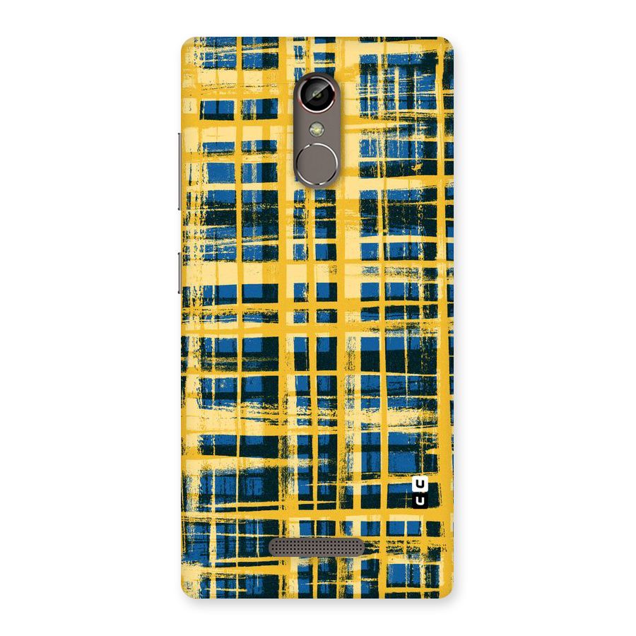 Yellow Rugged Check Design Back Case for Gionee S6s