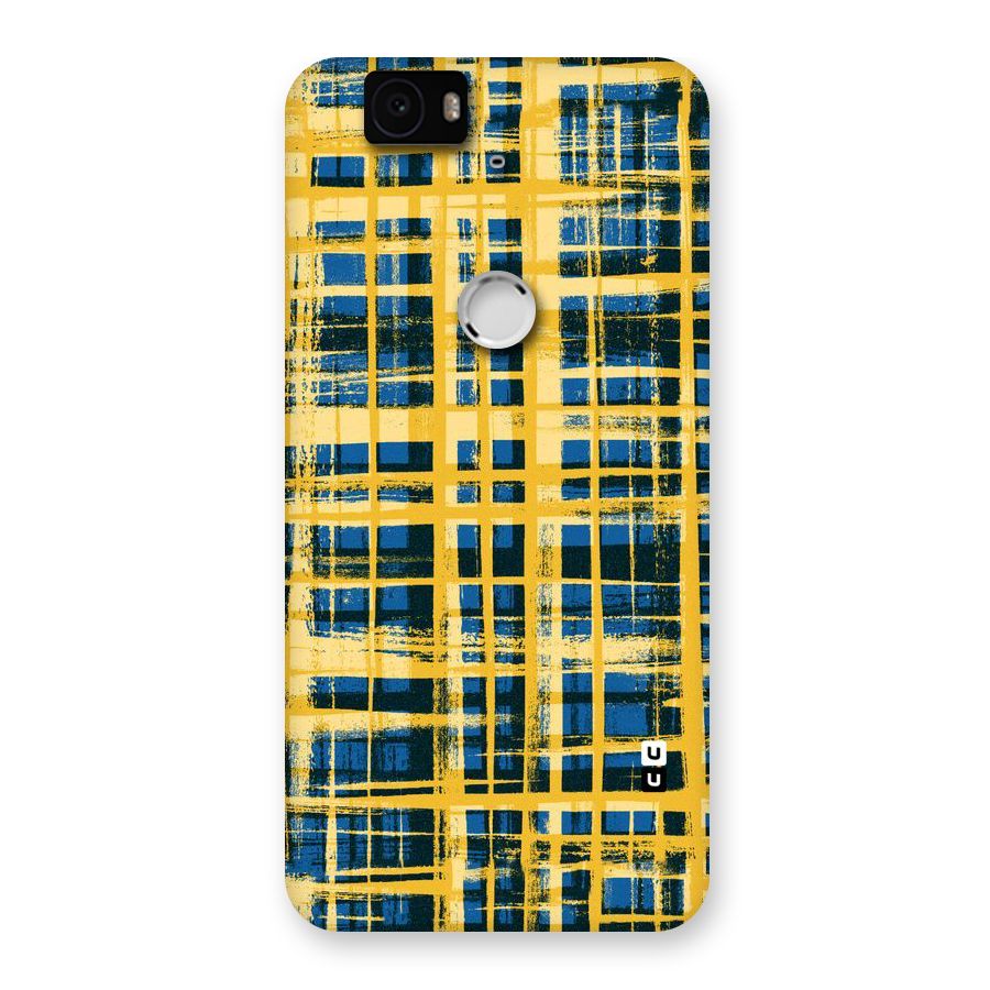 Yellow Rugged Check Design Back Case for Google Nexus-6P