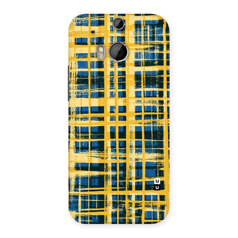 Yellow Rugged Check Design Back Case for HTC One M8