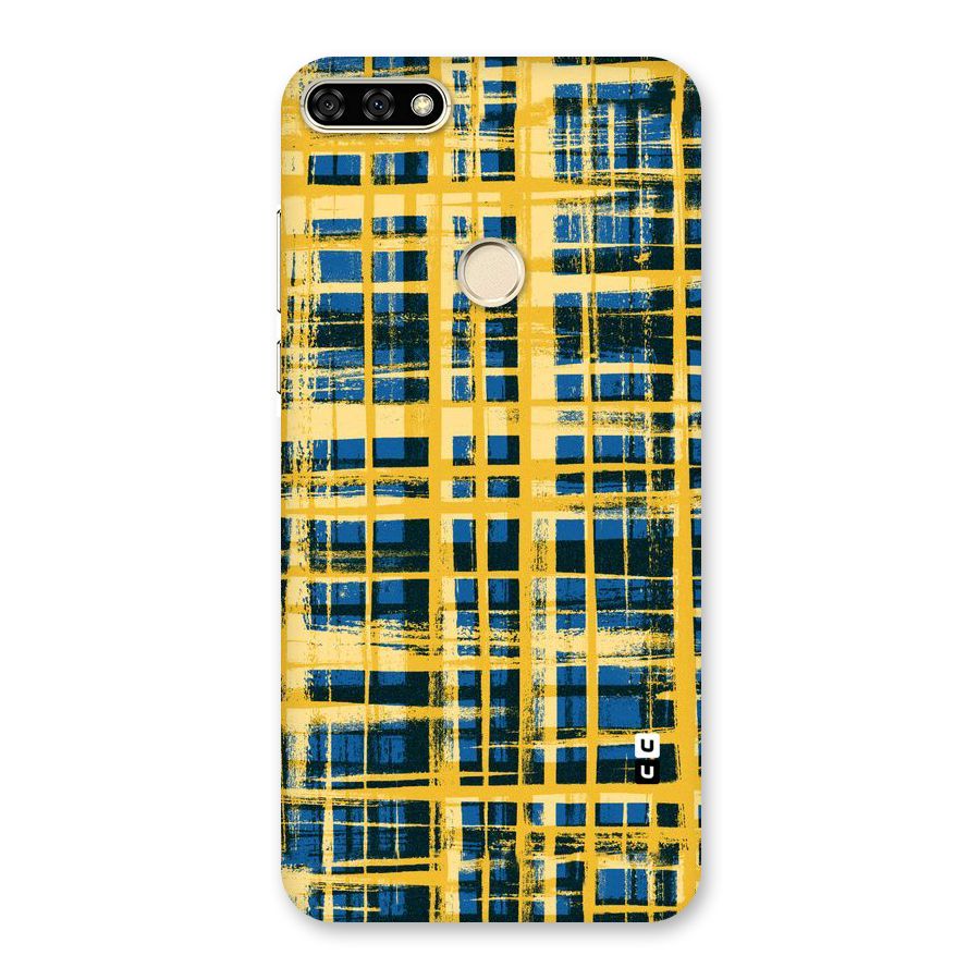 Yellow Rugged Check Design Back Case for Honor 7A