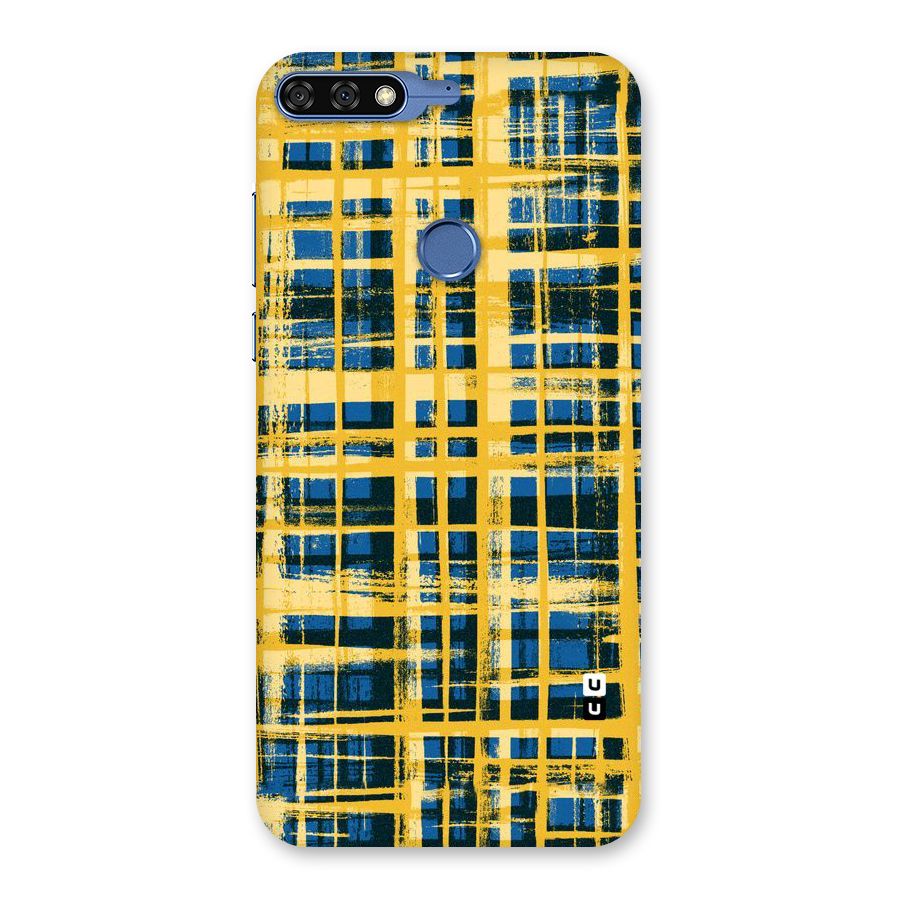 Yellow Rugged Check Design Back Case for Honor 7C