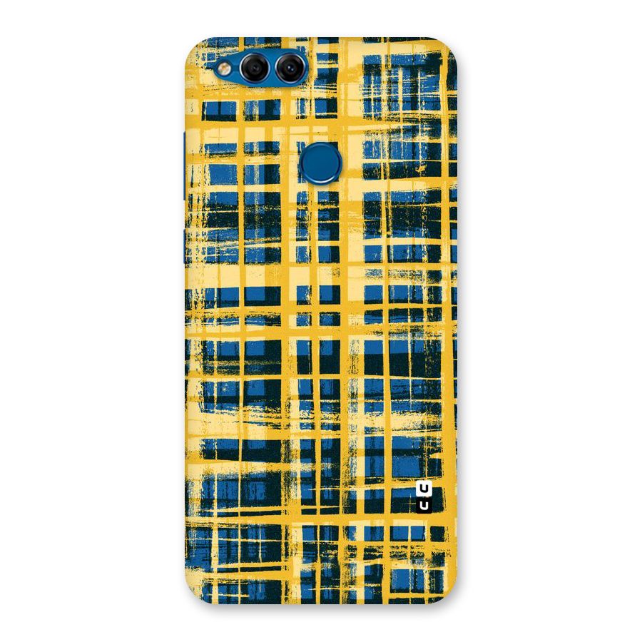 Yellow Rugged Check Design Back Case for Honor 7X