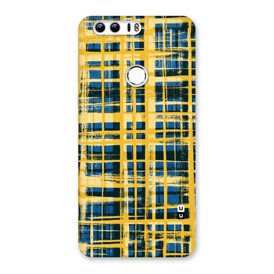 Yellow Rugged Check Design Back Case for Honor 8