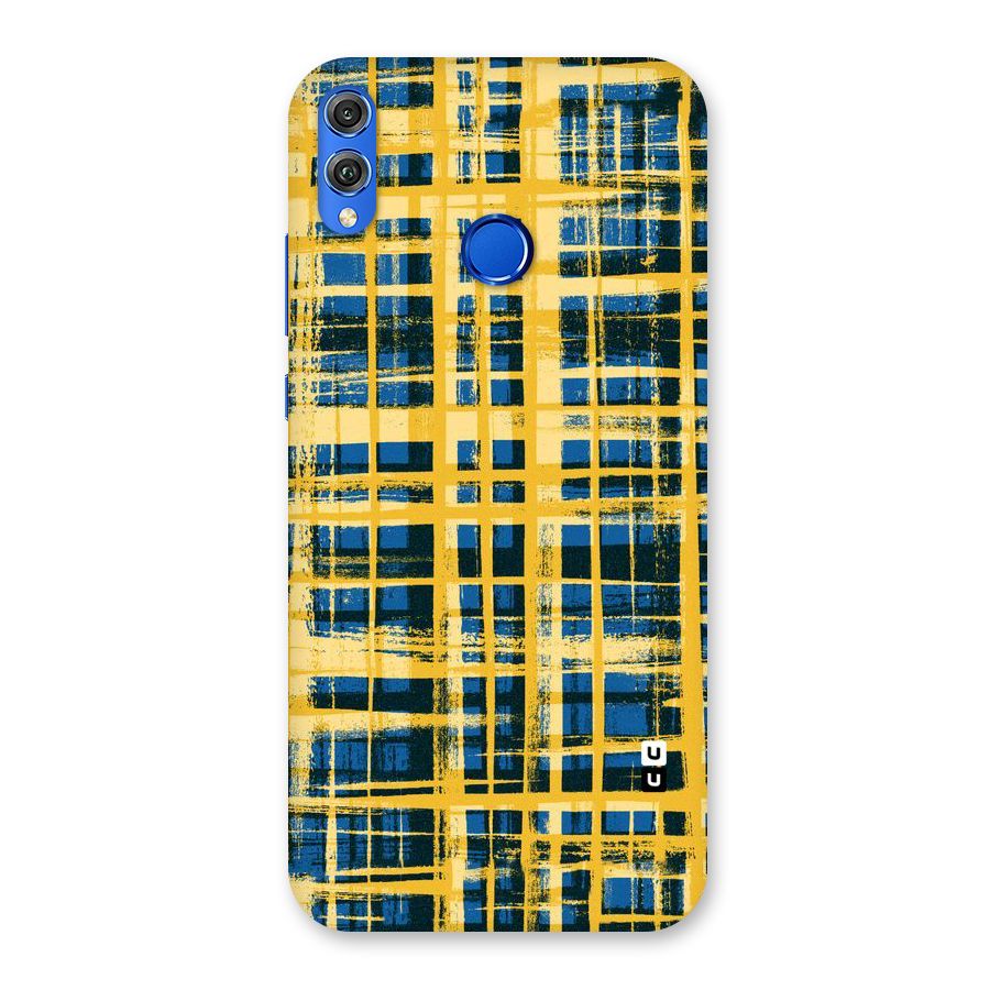 Yellow Rugged Check Design Back Case for Honor 8X
