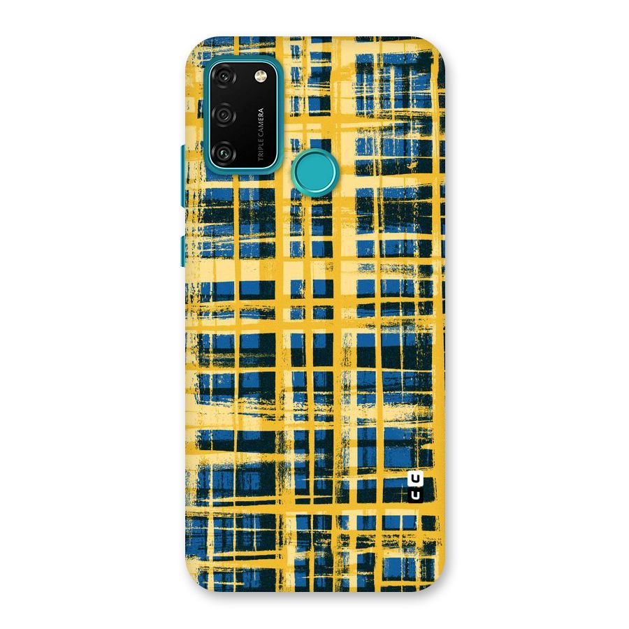 Yellow Rugged Check Design Back Case for Honor 9A