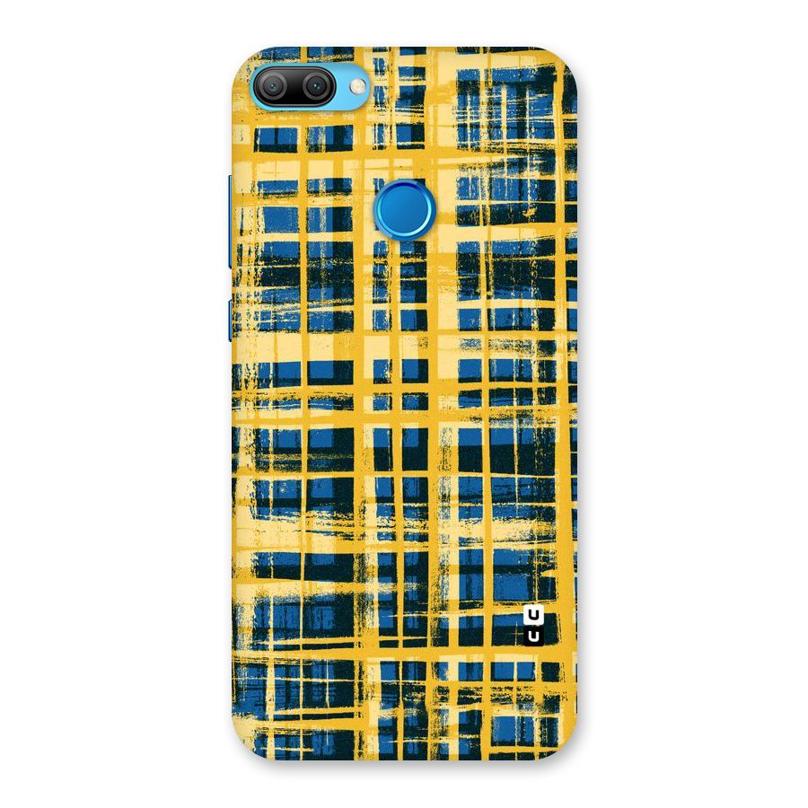 Yellow Rugged Check Design Back Case for Honor 9N